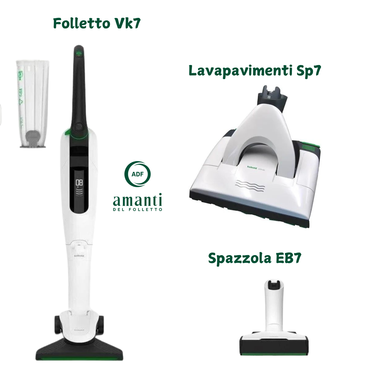 Folletto VK7 come nuovo combinazione con HD7 EB7 SP7